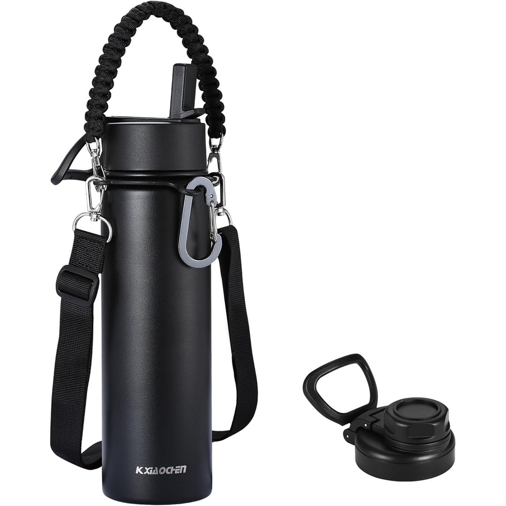 40oz Insulated Water Bottle with Strap, 48-Hour Cold, 2 Lids